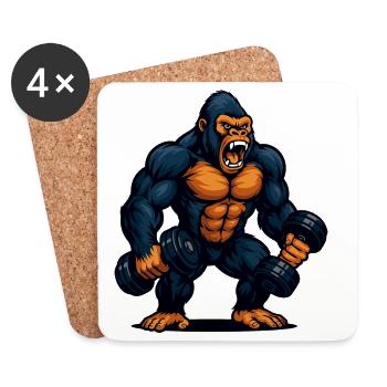 Gorilla Bodybuilding Fitness Power - Dessous de verre (lot de 4) - blanc - Devant