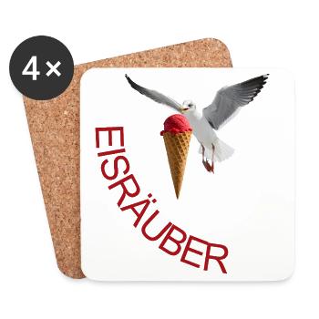 Möwe mit Eiscreme Eisräuber - Coasters (set of 4) - white - Front