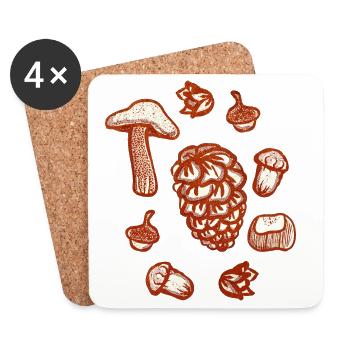 Rustic autumn decoration illustration - Coasters (set of 4) - white - Front