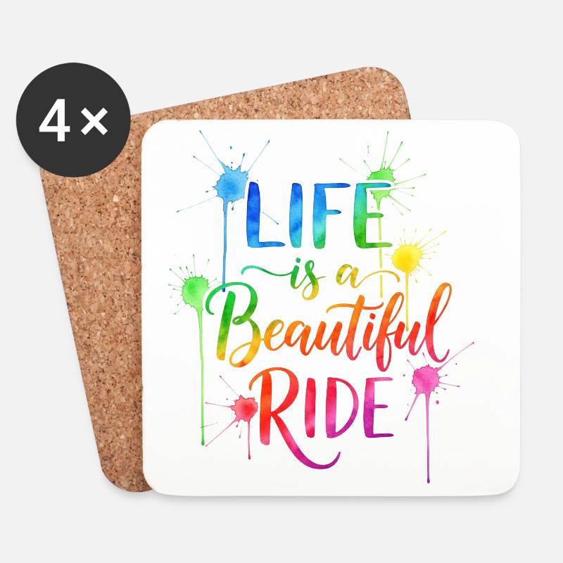 Das Leben ist eine schöne Fahrt Aquarell Design - Untersetzer (4er-Set) - Weiß