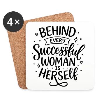 Behind every successful woman – Woman Power - Untersetzer (4er-Set) - Weiß - Vorne