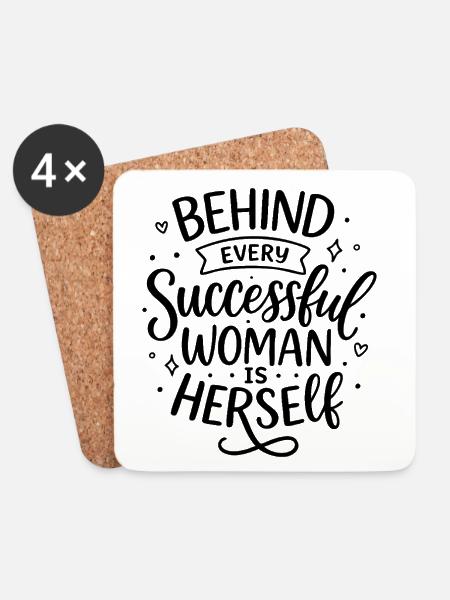 Behind every successful woman – Woman Power - Untersetzer (4er-Set) - Weiß