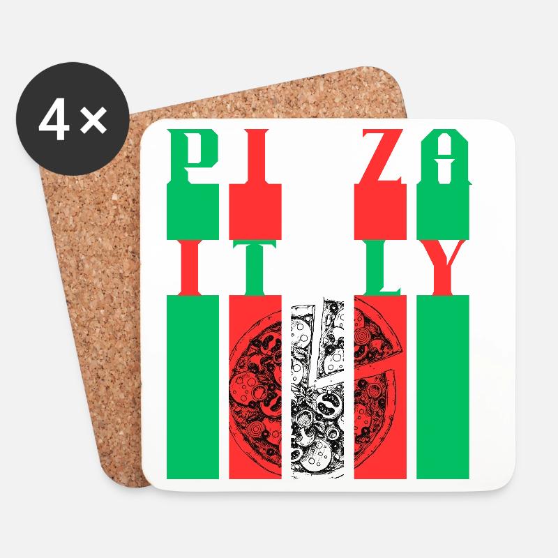 Pizza Italien Stil Illustration - Untersetzer (4er-Set) - Weiß