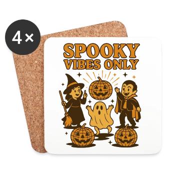 Halloween Spooky Vibes Only Kürbis Geist Hexe - Untersetzer (4er-Set) - Weiß - Vorne