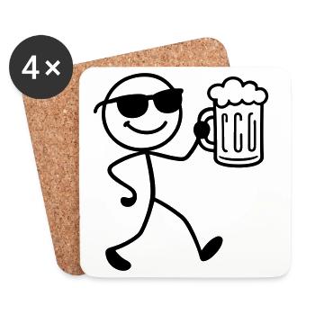 Booze Party Beer Stick Figure - Coasters (set of 4) - white - Front