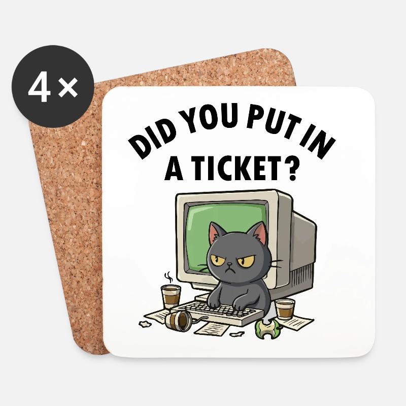 Helpdesk Katze fragt hast du ein Ticket erstellt - Untersetzer (4er-Set) - Weiß