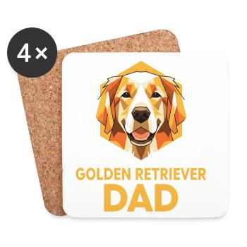 Papa Golden Retriever – Motif pour les papas de chiens - Dessous de verre (lot de 4) - blanc - Devant