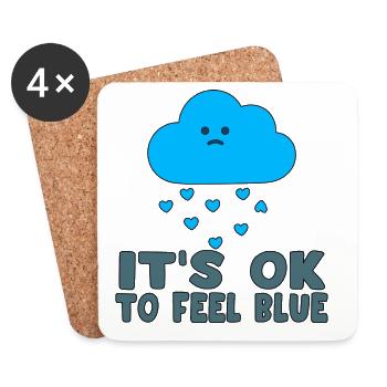 Melancholic Cloud Blue Hearts - Coasters (set of 4) - white - Front