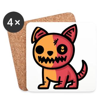 Halloween Hund Zombie - Untersetzer (4er-Set) - Weiß - Vorne