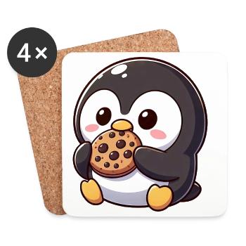 Cute Penguin Cookie Cartoon Dessert Sugar - Coasters (set of 4) - white - Front