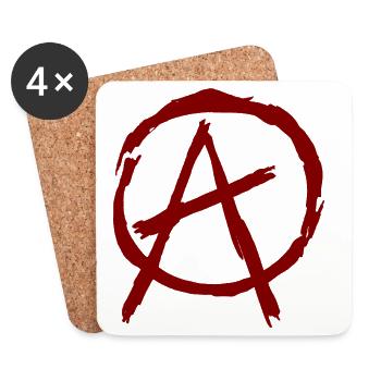Anarchy symbol in circle - dark red - Coasters (set of 4) - white - Front