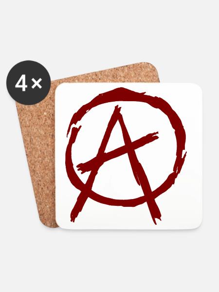 Anarchie Symbol im Kreis - dunkelrot - Untersetzer (4er-Set) - Weiß