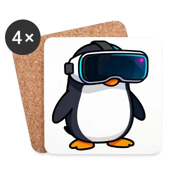 Nerdiger Pinguin VR Gaming PC Zocker Design - Untersetzer (4er-Set) - Weiß - Vorne