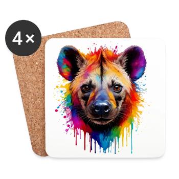 Portrait de chien arc-en-ciel - Dessous de verre (lot de 4) - blanc - Devant