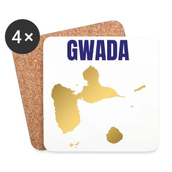 GWADA Golden Map West Indies T-shirt - Coasters (set of 4) - white - Front