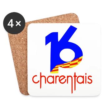  16 Charentais Bleu Rouge - Dessous de verre (lot de 4) - blanc - Devant