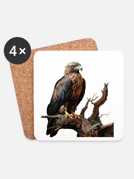 Kaiseradler auf moosigem Ast - Untersetzer (4er-Set) - Weiß