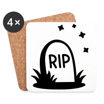 RIP Halloween Tombstone Silhouette - Coasters (set of 4) - white - Front