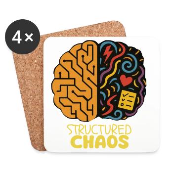 Strukturiertes Chaos - AuDHD - Untersetzer (4er-Set) - Weiß - Vorne