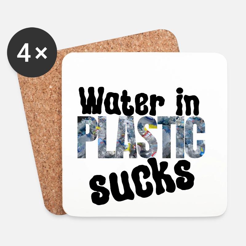 Wasser im Plastik Nervt - Untersetzer (4er-Set) - Weiß