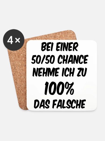 At 50/50 I'm 100% wrong - Coasters (set of 4) - white