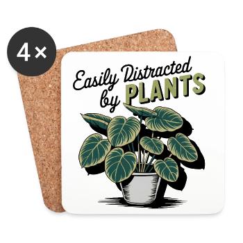 Botanical Plant Pot Illustration - Coasters (set of 4) - white - Front