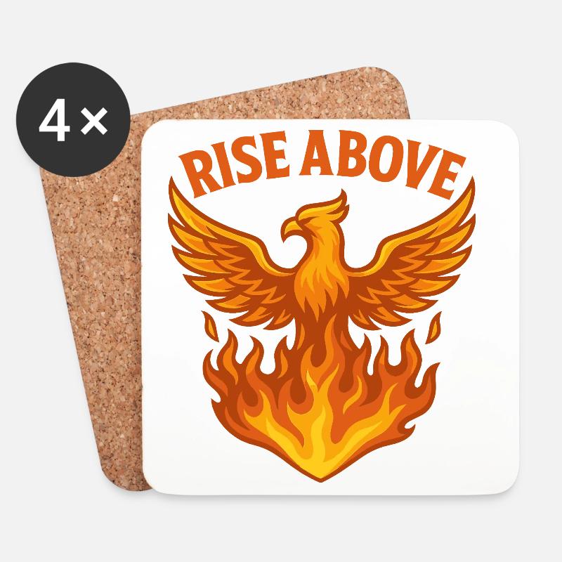 Phoenix Rise Above Feuer Motiv - Untersetzer (4er-Set) - Weiß