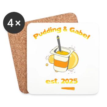 Pudding & Gabel Est. 2025 - Untersetzer (4er-Set) - Weiß - Vorne