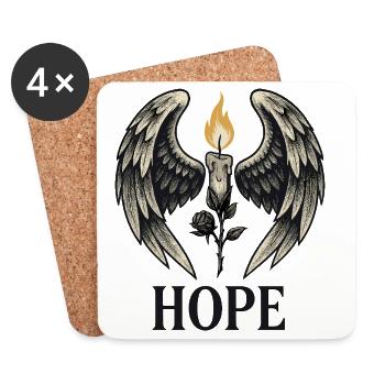 Hope Candle with Angel Wings - Untersetzer (4er-Set) - Weiß - Vorne