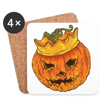 Kürbis - Helloween Kürbiskönig - Untersetzer (4er-Set) - Weiß - Vorne