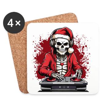 X-mas Skull Dj - Coasters (set of 4) - white - Front