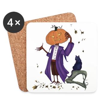 Dashing pumpkin in Purple Coat - Coasters (set of 4) - white - Front