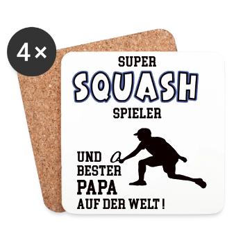 Joueur de squash Squasher Papa Père Homme - Dessous de verre (lot de 4) - blanc - Devant