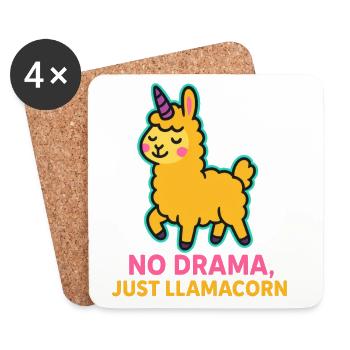 Llamacorn - No Drama, Just Llamacorn - Untersetzer (4er-Set) - Weiß - Vorne