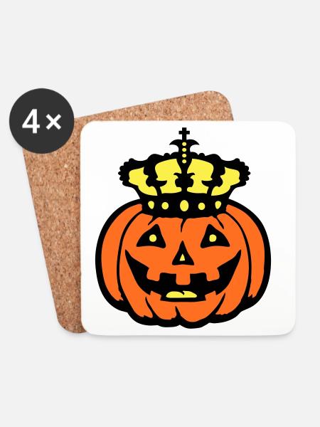 Halloween Kürbiskönig Krone König Kürbis Herrscher - Untersetzer (4er-Set) - Weiß
