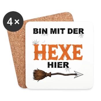 Am With The Witch Funny Halloween T-Shirt - Coasters (set of 4) - white - Front