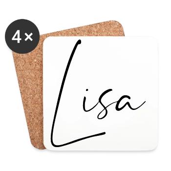 Lisa / Handwriting Name Design - Coasters (set of 4) - white - Front