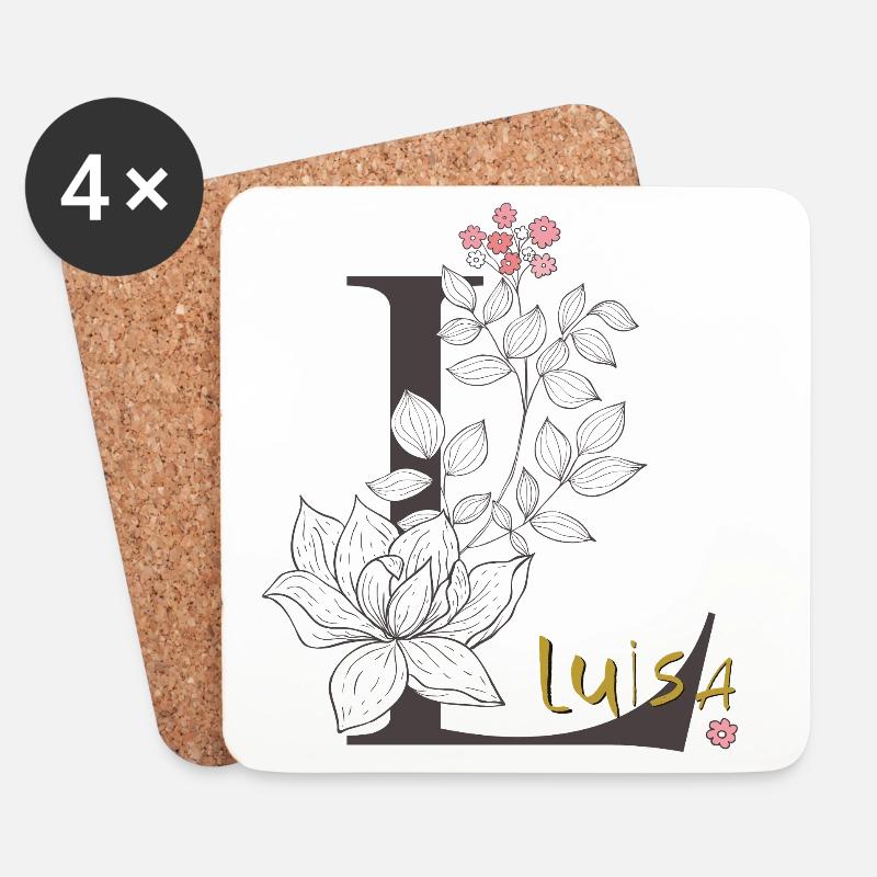 Buchstabe L  Luisa - Untersetzer (4er-Set) - Weiß