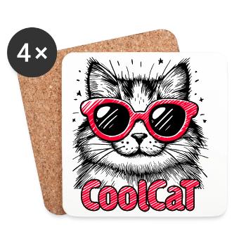 Cool Cat 1 - Coasters (set of 4) - white - Front