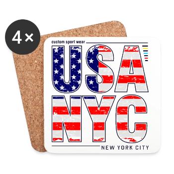 Lettres du drapeau des États-Unis à New York - Dessous de verre (lot de 4) - blanc - Devant