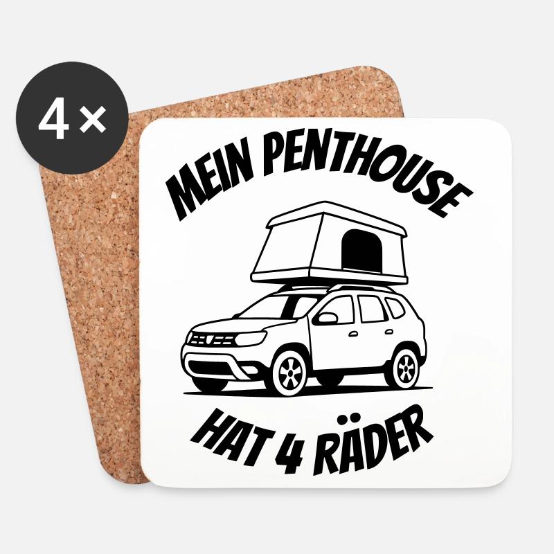 Dachzelt - mein Penthouse - Untersetzer (4er-Set) - Weiß