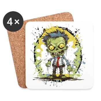 Zombie Comic Splatter - Untersetzer (4er-Set) - Weiß - Vorne
