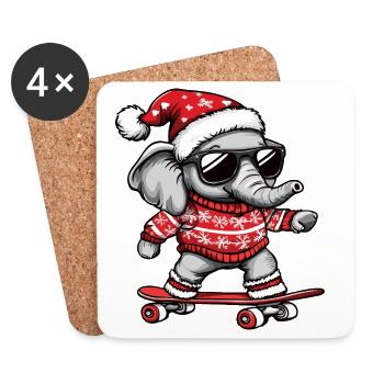 Elefant Ugly Christmas Weihnachten - Untersetzer (4er-Set) - Weiß - Vorne
