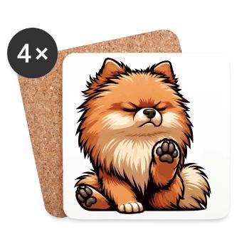 Poméranien Poméranien Spitz Chien Miniature Spitz Holder - Dessous de verre (lot de 4) - blanc - Devant