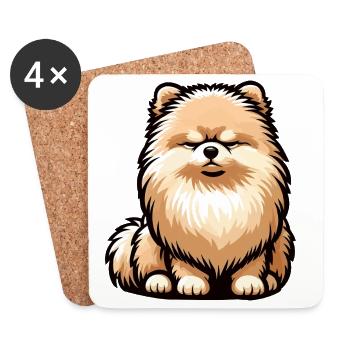 Poméranien Poméranien Spitz Chien Miniature Spitz Holder - Dessous de verre (lot de 4) - blanc - Devant