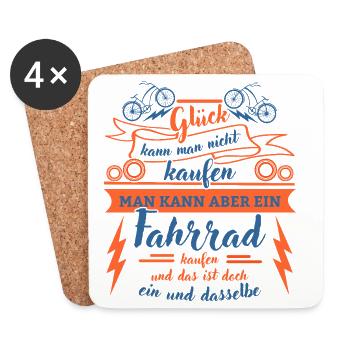 Glück kann man nicht kaufen aber ein Fahrrad - Untersetzer (4er-Set) - Weiß - Vorne