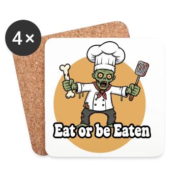 Zombie Chef Eat or Be Eaten - Coasters (set of 4) - white - Front