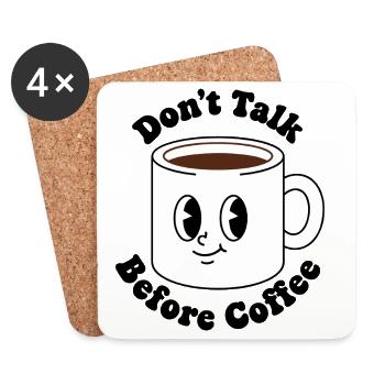 Mug à café kawaii visage - Dessous de verre (lot de 4) - blanc - Devant