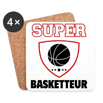 Super basketteur, fête des pères, noël - Dessous de verre (lot de 4) - blanc - Devant