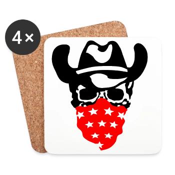 Crâne de cow-boy - Dessous de verre (lot de 4) - blanc - Devant